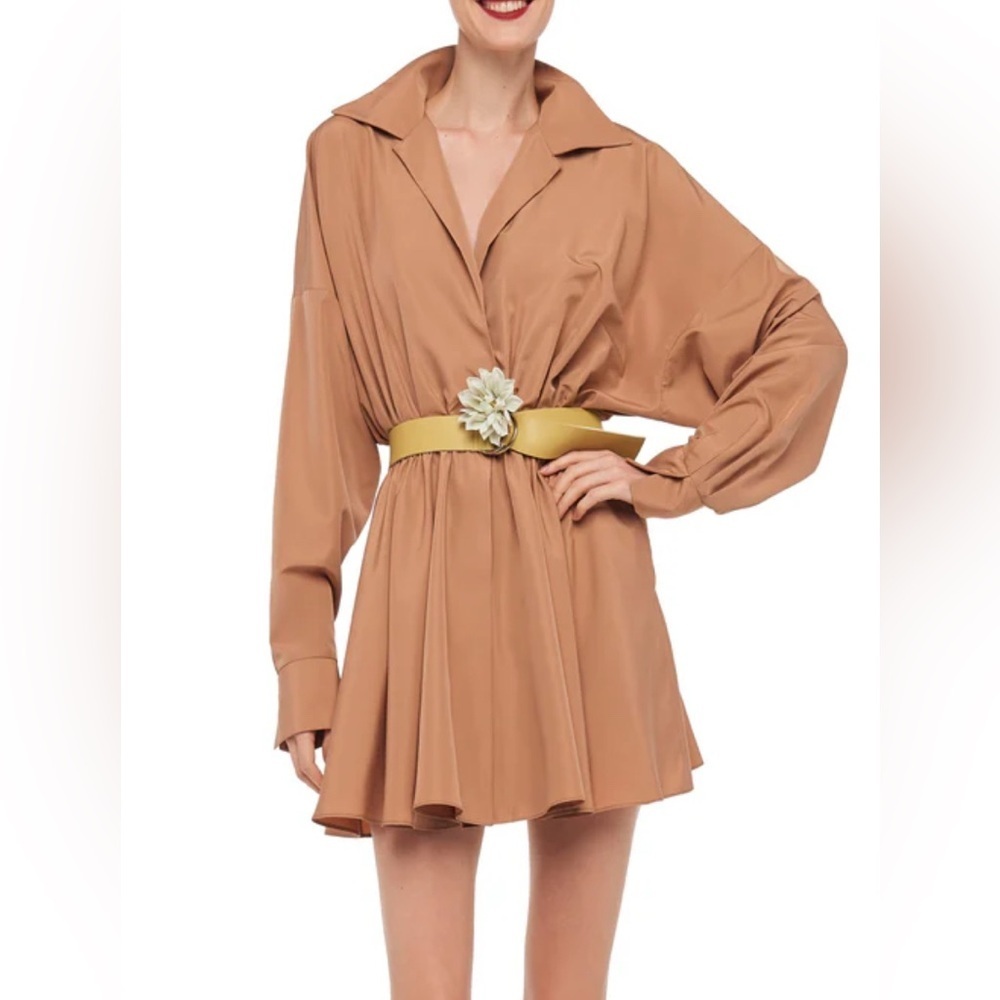 Norma Kamali NWT super oversized boyfriend flared Mini dress, XS, no belt